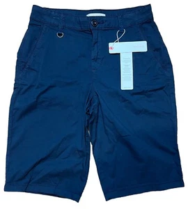 Esprit Shorts Women’s Size 2 Navy Blue Flat Front Cotton Chino Bermuda Style Leg - Picture 1 of 6