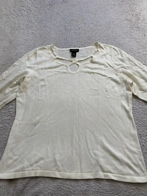 Suéter Pullover Lane Bryant Mujer Manga 3/4 Cuello Redondo Crema Talla 14/16 Foto 1 de 4