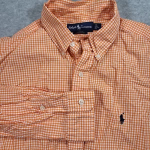 Camicia Ralph Lauren Blake uomo grande arancione a quadri gingham manica lunga - Foto 1 di 8