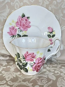 Vintage Adderley Pink Wild Cabbage Roses Tea Cup & Saucer England. - Picture 1 of 22