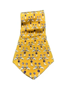 Vintage Pietro Di Como Yellow All Over Seals Print Silk Tie Necktie EUC - Picture 1 of 3