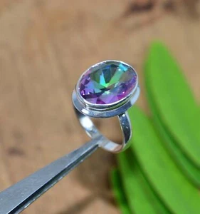 925 SOLID STERLING SILVER MYSTIC TOPAZ RING o390