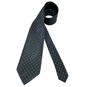 YVES SAINT LAURENT Gray Polka Dot Silk LUXURY Tie ITALY - Picture 1 of 4