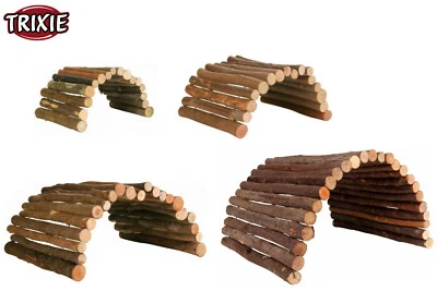TRIXIE FLEXIBLE NATURAL WOODEN BRIDGE SMALL ANIMAL BENDY TOY HOUSE HIDE 4 SIZES - Image 1 of 4