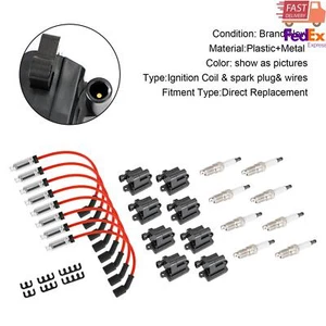 8 Pack Square Ignition Coil & Spark Plug Wire For Chevy GMC 4.8L 5.3L 6.0L 8.1L - Picture 1 of 12