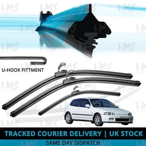 For Honda Civic 1991-01 Front/Rear Windscreen 20" 18" 15" Flat Aero Wiper Blades - Picture 1 of 8