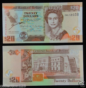 BELIZE Commemorative Banknote 20 Dollars 2012 UNC - Picture 1 of 1