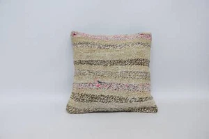 Turkish Pillow, 16"x16" Yellow Pillow, Kilim Pillow Cases, Throw Pillow Cover - Picture 1 of 6