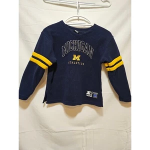 Starter Michigan Athletics Fleece Pullover Sweatshirt Blue Yellow Size M - Picture 1 of 3