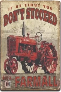 Farmall Tin Sign Metal International Harvester Tractor Farm USA Vintage Look - Picture 1 of 3