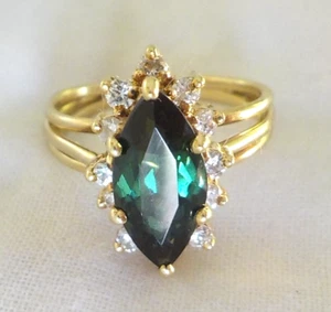18K Yellow Gold Chrome Green Tourmaline Diamond Ring - 4.53 gm, Sz 5.25, 1.62 ct - Picture 1 of 12
