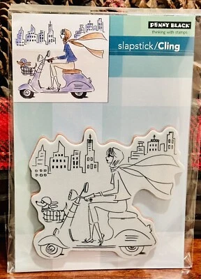 NEW PENNY BLACK ARRIVE IN STYLE CM STAMP ANNE KEENAN HIGGINS VESPA SCOOTER DOG - Изображение 1 из 2