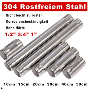 Wasserrohr Rohrnippel 304 Edelstahl Gewindefitting Rohrdoppelnippel AG1/2"3/4"1" - Bild 1 von 34