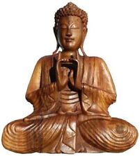 Wogeka BUDDHA Meditation Doppelhand Holz Budda Feng Shui Deko Bali Skulptur BMDH