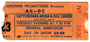 AC/DC 23/09/80 Dayton OH Arena & Exhibition Center ¡Talón de boleto raro! - Imagen 1 de 1