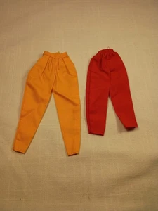 Barbie Vintage Golden Yellow Pleat Front Pants & Red Elastic Waist Doll Clothes - Picture 1 of 6