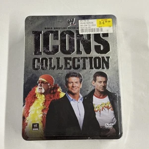 WWE Icons Collection Tin Box Set DVDs Factory Sealed Hulk Hogan Vince Piper - Imagen 1 de 2