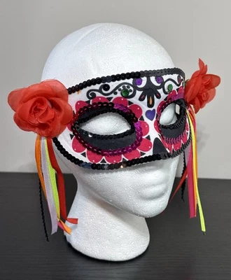 Máscara de ojos de lentejuelas del día de los muertos Disfraz multicolor para adultos Máscara colorida Foto 1 de 4