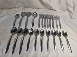 22 Teile Vintage Utica Cut Co Atomic Starburst Edelstahl Löffel Gabeln MCM USA - Bild 1 von 17