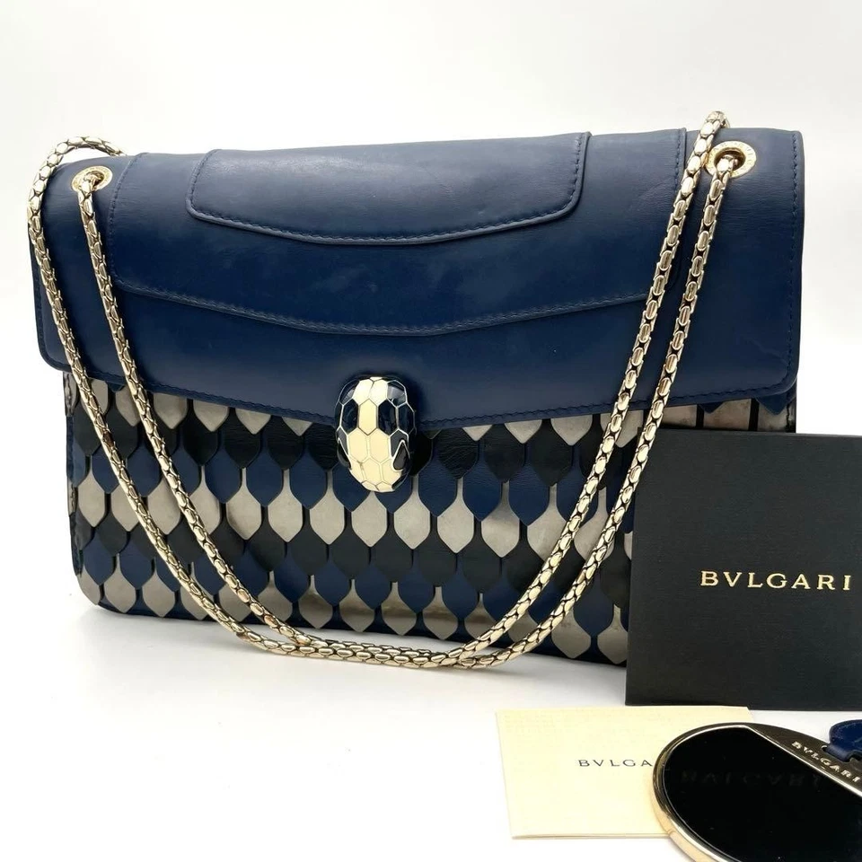 Bolso de Hombro Cadena Bvlgari Serpenti Excelente Estado - Azul Foto 1 de 4