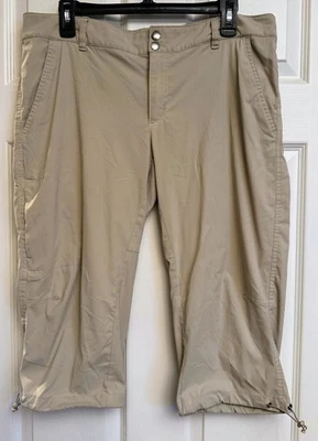 Columbia 尺寸 14 Omni Shield Advanced Repellancy 卡其色 Capri 裤子 抽绳腿 — 第 1/4 张图片
