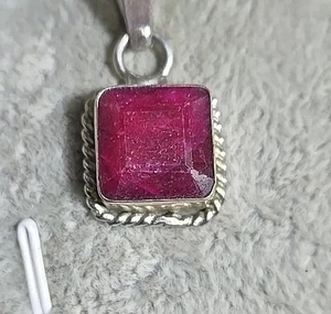 Vintage 29.18ct Ruby Necklace 30" 925 Silver Chain Certified Natural - Imagen 1 de 3