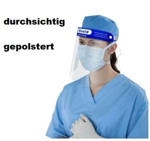 Visier Schutz Maske gepolstert Schild Gesicht Klarsicht durchsichtig Kunststoff - Bild 1 von 7