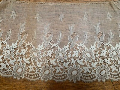 BTY старинный винтажный 9 1/2» французский Валансьен края кружева отделки ~ новый из старых запасов - Изображение 1 из 2