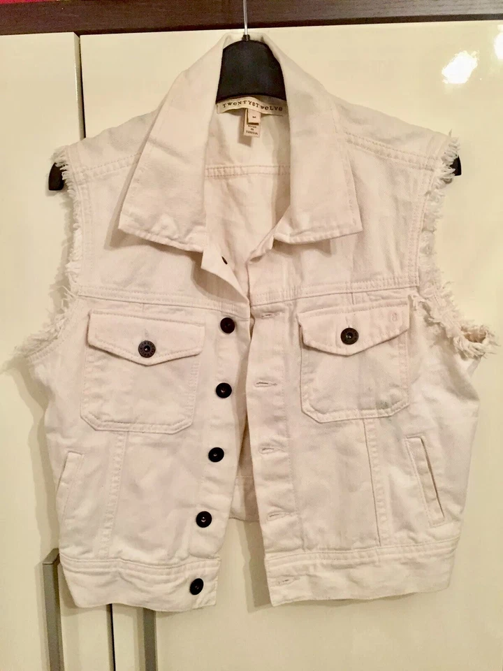 Chaleco TWENTY8TWELVE By Sienna Miller Blanco Denim Corte Talla M Foto 1 de 4