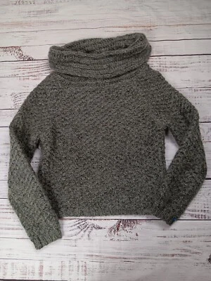 Midnight Blues Chunky Knit Sweater Women's Medium Gray Crop Cowl Neck Pullover  - Image 1 of 4