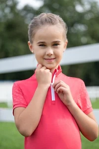 HKM KIDS HORSE RIDING SHIRT BLUE OR PINK AYMEE COLLECTION SHORT SLEEVE GIRLS - Picture 1 of 18