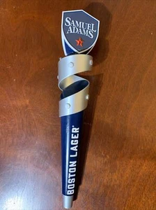 Samuel Sam Adams Boston Lager Beer Silver Ribbon Tap Handle ~13" - Picture 1 of 9