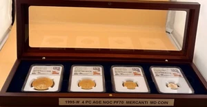 1995-W 4-COINS SET GOLD EAGLE NGC PF70 ULTRA CAMEO SIGNED BY JOHN MERCANTI - Picture 1 of 6