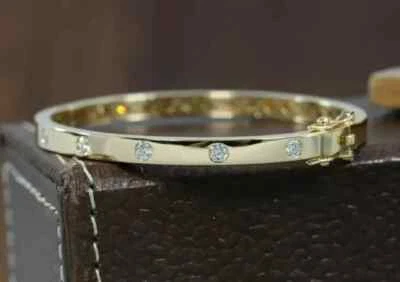 1.5ct Round Lab Created Diamond Women's Bangle Bracelet 14k Yellow Gold Finish - Image 1 of 4