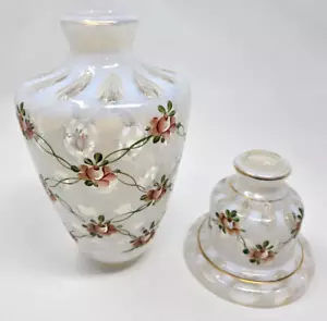 FENTON FRENCH OPALESCENT COIN DOT CHARLETON ROSE HAND PAINTED LAMP PARTS READ #2 - Picture 1 of 8
