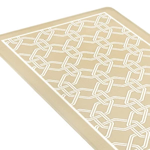Taupe Linen Geometric Memory Foam Blue Anti-Fatigue Kitchen Floor Mat 18" x 30" - Picture 1 of 3