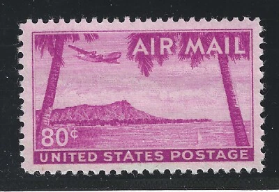 U.S. STAMP #C46  --- 80c HAWAII AIRMAIL — XF  - MINT - GRADED 90  - Image 1 of 2
