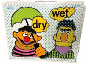 Playskool ~ 1973 Ernie and Bert ~ Sesame Street Wooden Puzzle Vintage 12 Pieces - Picture 1 of 3