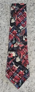 Halston Men's Record Design neck tie red white black - Picture 1 of 2