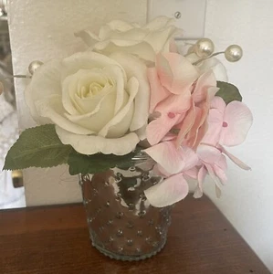 Arreglo floral artificial Shabby Chic/cottage decoración, 7"" de ancho, 9"" de alto - Imagen 1 de 4