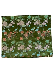 Tapestry Silk Charmeuse Fabric Green Multi Floral 44 X 36 In (1 Yard) Upholstery - Picture 1 of 3