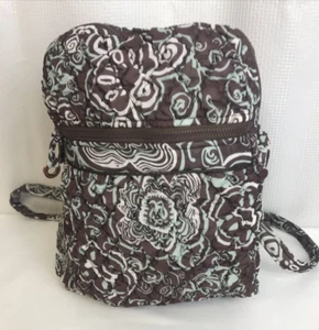 UBU Rucksack braun Blumenmuster Knirschen gesteppt Schule Campus Reisetasche SELTEN - Bild 1 von 15
