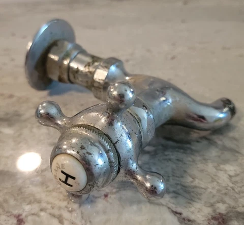 VINTAGE ANTIQUE HOT WATER FAUCET FIXTURE CERAMIC top HANDLE Crane Cover