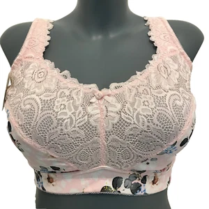 Baby Rosa BH 40E Bügellos Kabellos Minimizer Ohne Polsterung Komfort Träger Floral  - Bild 1 von 10