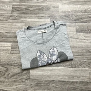 ABERCROMBIE & FITCH "Minnie Mouse" Graphic Print Gray Basic Top Girl's Medium - Picture 1 of 9