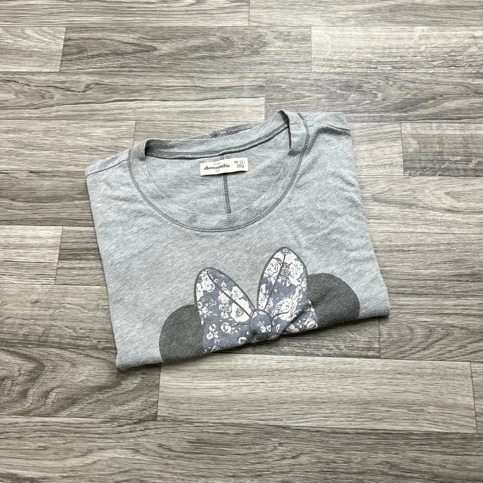 ABERCROMBIE & FITCH "Minnie Mouse" Graphic Print Gray Basic Top Girl's Medium - Image 1 of 4