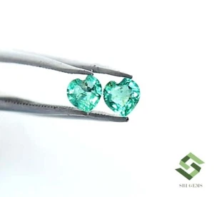 Par de piedras preciosas sueltas sin tratar de 0,36 CTS corte en forma de corazón esmeralda natural de 4x4 mm - Imagen 1 de 8