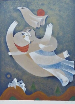 SAMY BRISS LOVE BIRDS FIRMADO A MANO Edición Limitada Arte Rumano Foto 1 de 4