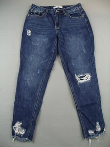 Kancan Damen 5/26 blau distressed gerades Bein Jeans ausgefranster Saum GRÖSSE 30X27 - Bild 1 von 13