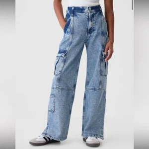Pantalones de mezclilla Gap para niños niñas azules cargo pierna ancha holgados sueltos patinador zancada baja talla 8 - Imagen 1 de 12